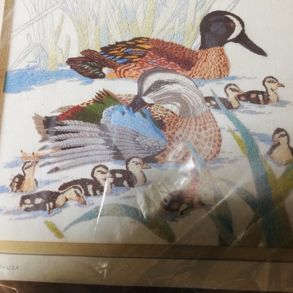 Crewel Picture Kit Ducks Blue Winged Teal #7855 - Picture 2 of 6